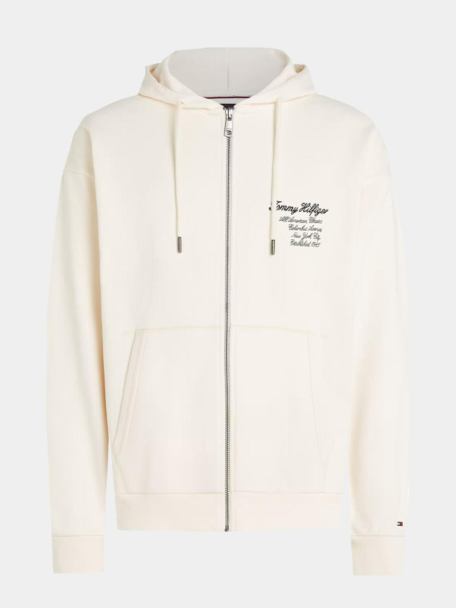 Sweat à capuche athleisure décontracté zippé logo beige homme - Tommy Hilfiger