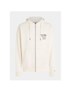 Sweat à capuche athleisure décontracté zippé logo beige homme - Tommy Hilfiger