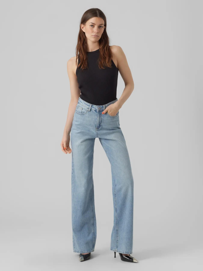 Jean taille haute wide fit vmtessa bleu clair femme - Vero Moda