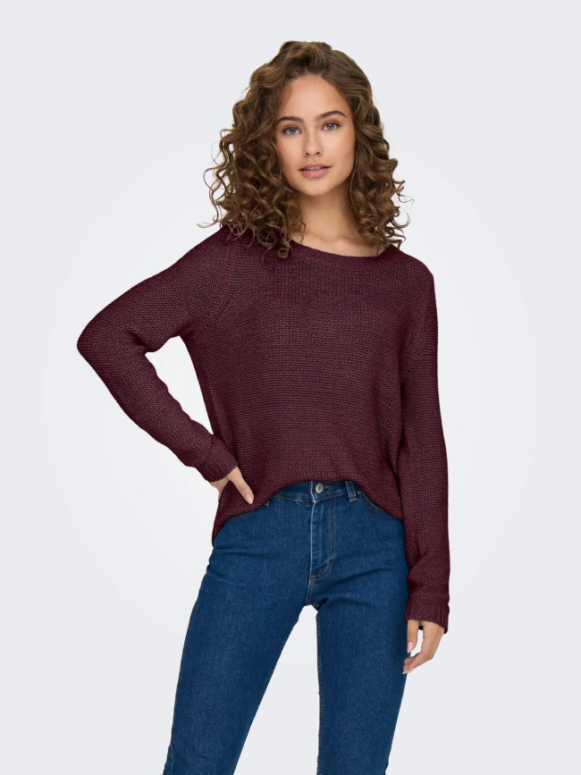 Pull en maille onlgeena bordeaux femme - Only