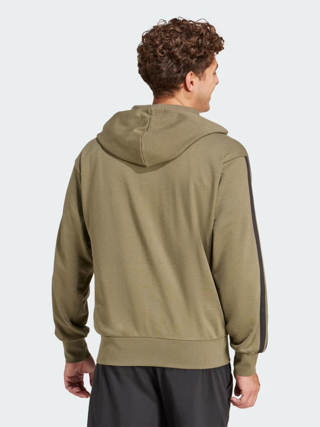Sweat à capuche zippé 3 stripes ft fz kaki homme - Adidas