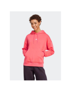 Sweat à capuche logo 3 bandes brodé rose femme - Adidas