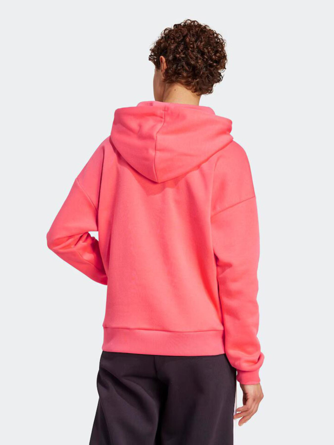 Sweat à capuche logo 3 bandes brodé rose femme - Adidas