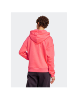 Sweat à capuche logo 3 bandes brodé rose femme - Adidas