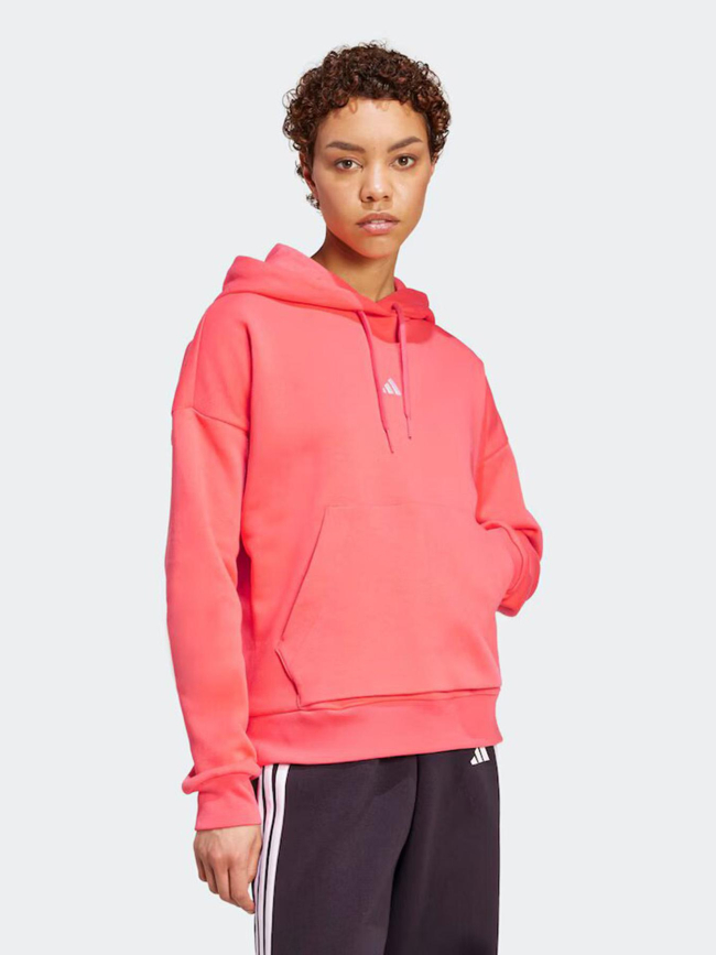 Sweat à capuche logo 3 bandes brodé rose femme - Adidas