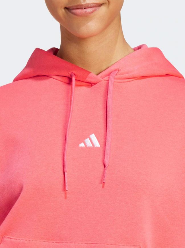 Sweat à capuche logo 3 bandes brodé rose femme - Adidas