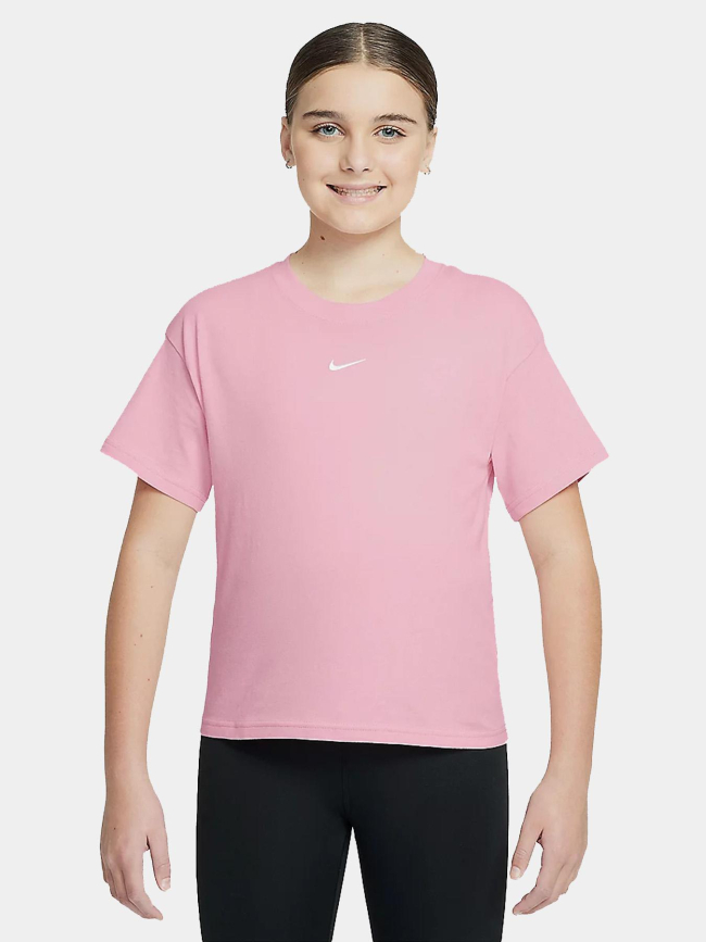 T-shirt à manches courtes boxy essential rose fille - Nike