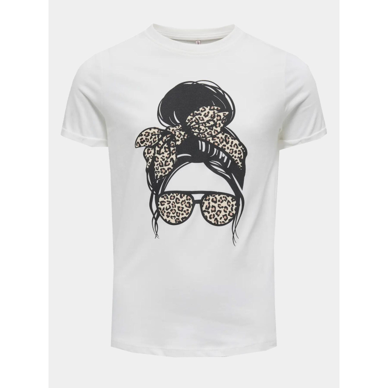 T-shirt à manches courtes kogemma léopard blanc fille - Only