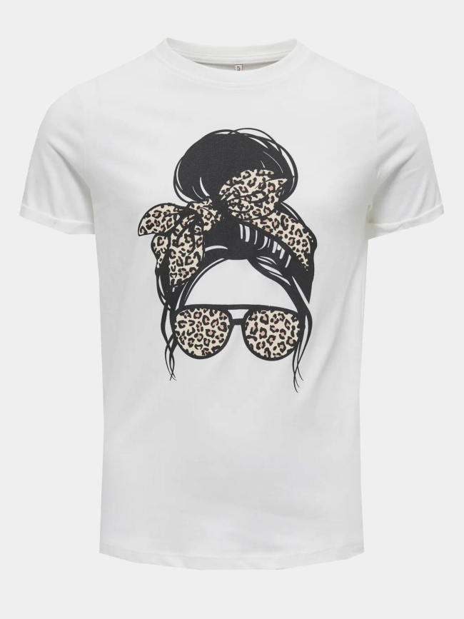 T-shirt à manches courtes kogemma léopard blanc fille - Only