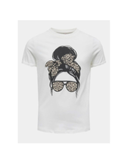 T-shirt à manches courtes kogemma léopard blanc fille - Only