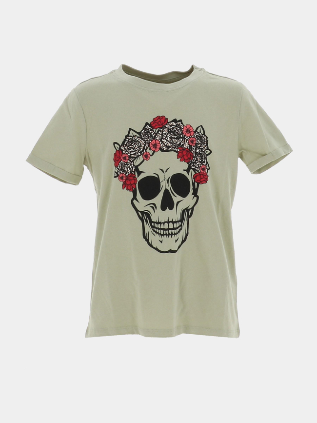 T-shirt à manches courtes kogemma skull kaki fille - Only