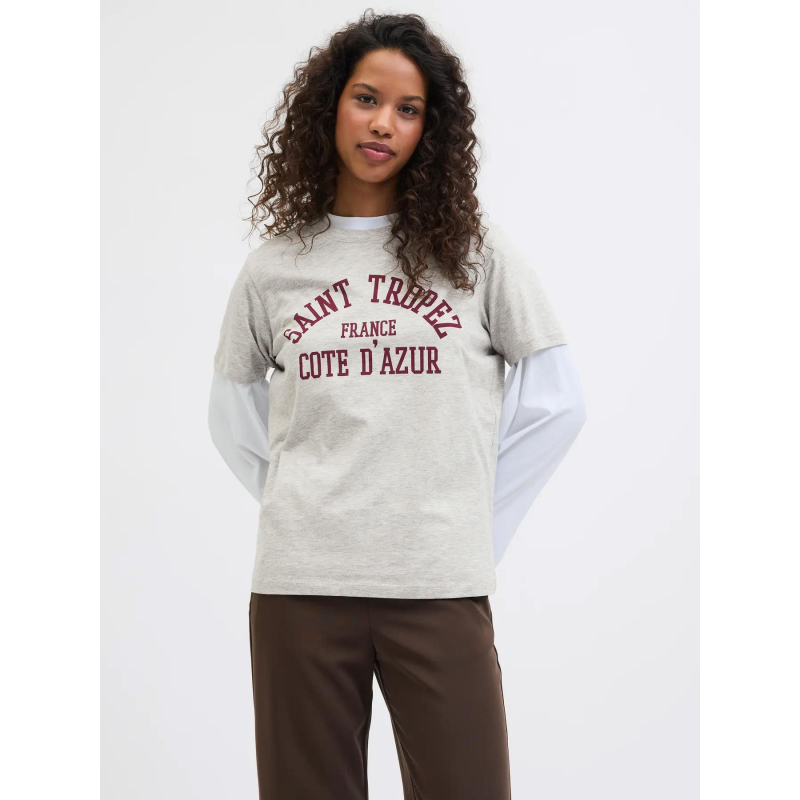 T-shirt jxmerle st tropez gris femme - JJXX