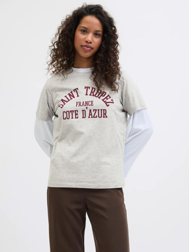 T-shirt jxmerle st tropez gris femme - JJXX