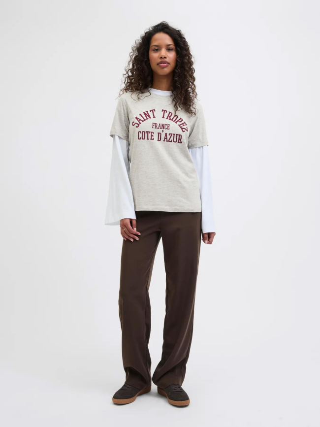 T-shirt jxmerle st tropez gris femme - JJXX