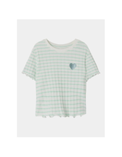 T-shirt crop nkflenilla à rayures blanc et vert fille - Name it