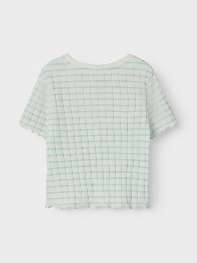 T-shirt crop nkflenilla à rayures blanc et vert fille - Name it