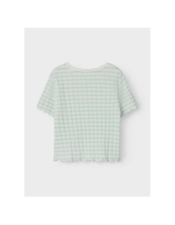 T-shirt crop nkflenilla à rayures blanc et vert fille - Name it
