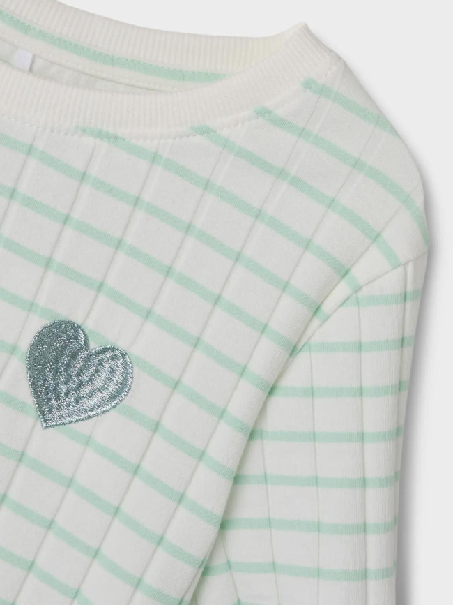 T-shirt crop nkflenilla à rayures blanc et vert fille - Name it