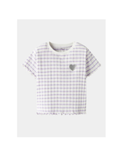 T-shirt crop à rayures nkflenilla blanc et violet fille - Name It