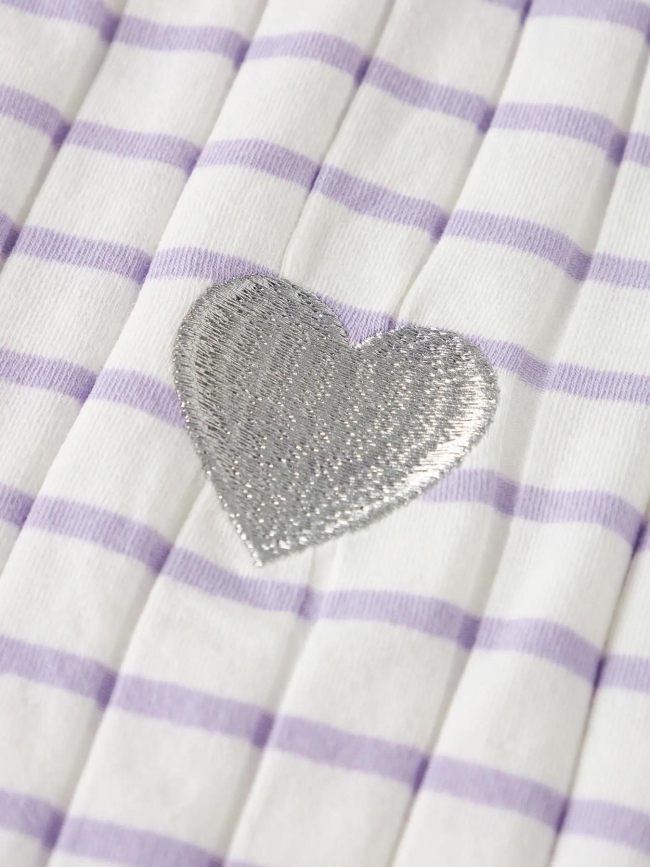 T-shirt crop à rayures nkflenilla blanc et violet fille - Name It