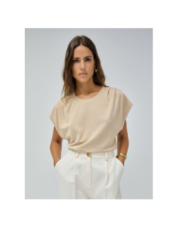 T-shirt avec maille dorée beige femme - Salsa