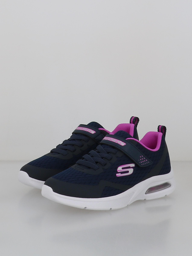 Basket microspec max bleu marine et rose enfant - Skechers