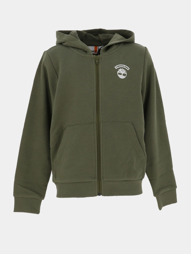 Sweat à capuche zippé en molleton kaki garçon - Timberland