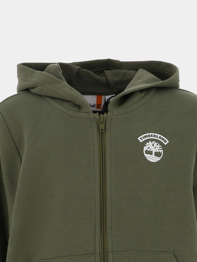 Sweat à capuche zippé en molleton kaki garçon - Timberland
