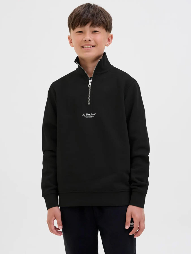 Sweat à col zippé jjesoho noir garçon - Jack & Jones