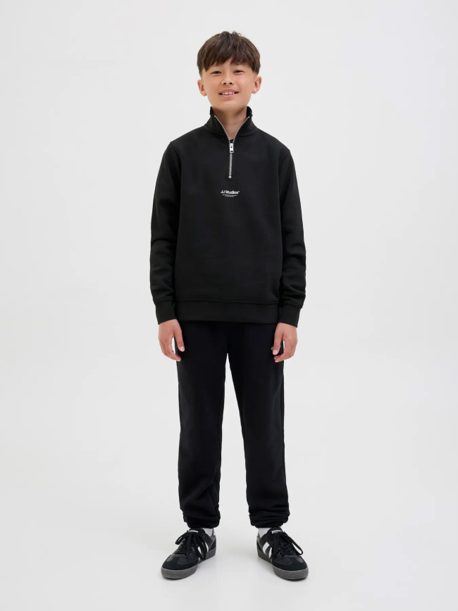 Sweat à col zippé jjesoho noir garçon - Jack & Jones
