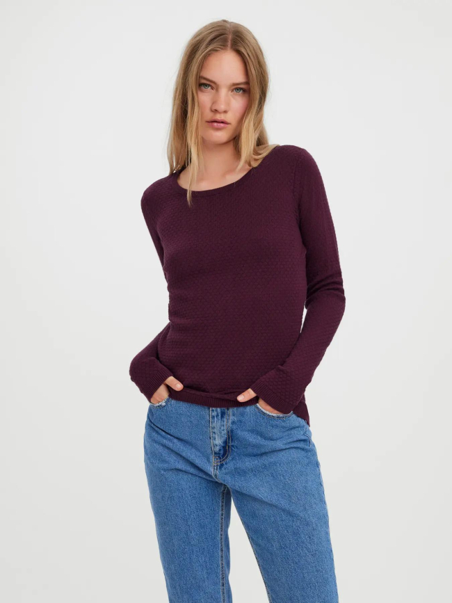 Pull en maille structuré vmcare bordeaux femme - Vero Moda
