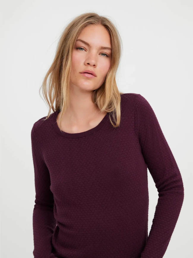 Pull en maille structuré vmcare bordeaux femme - Vero Moda