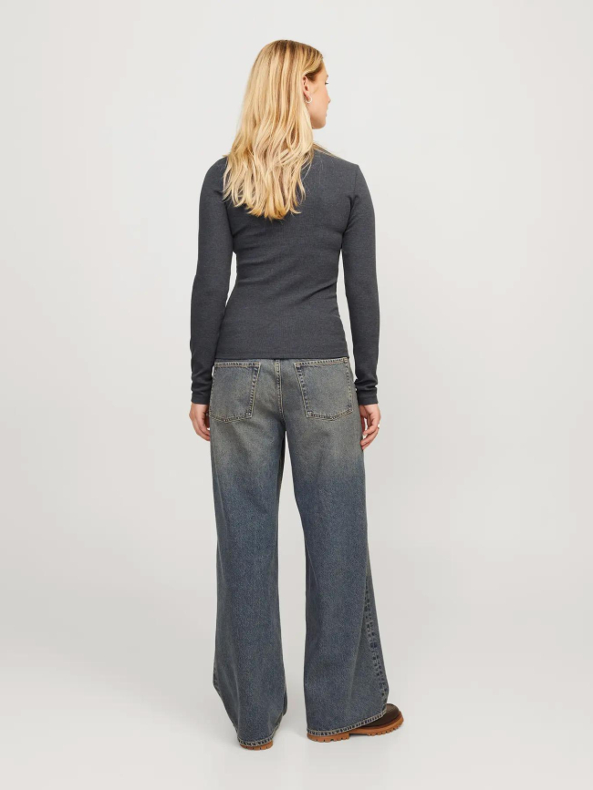 Top manches longues côtelé freya gris femme - Jjxx