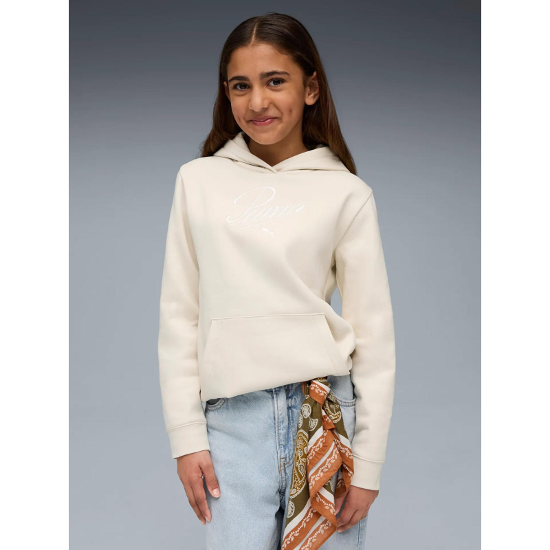 Sweat à capuche script beige fille - Puma