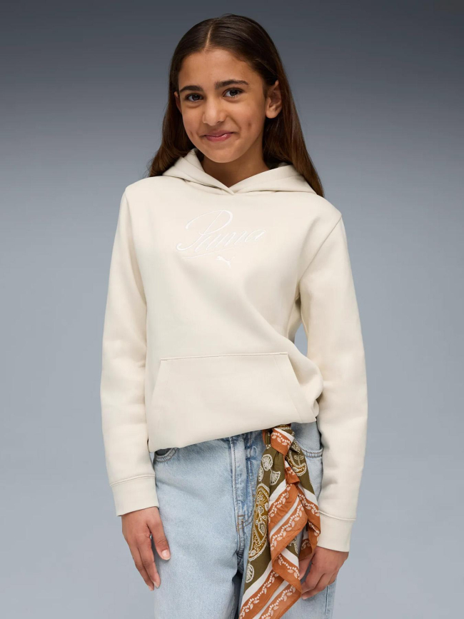 Sweat à capuche script beige fille - Puma