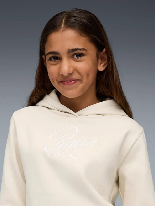 Sweat à capuche script beige fille - Puma