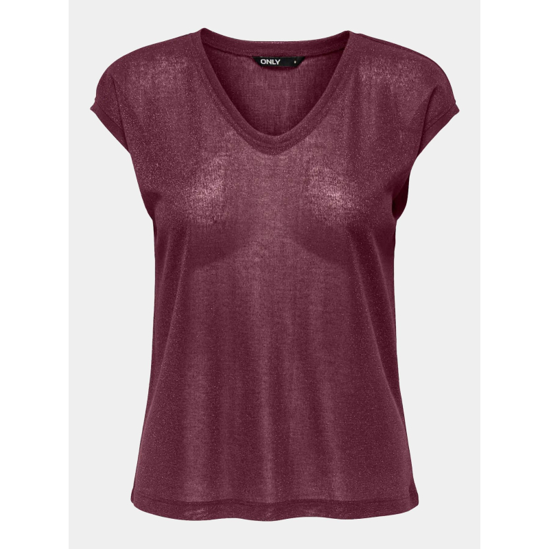T-shirt à paillettes silvery bordeaux femme - Only