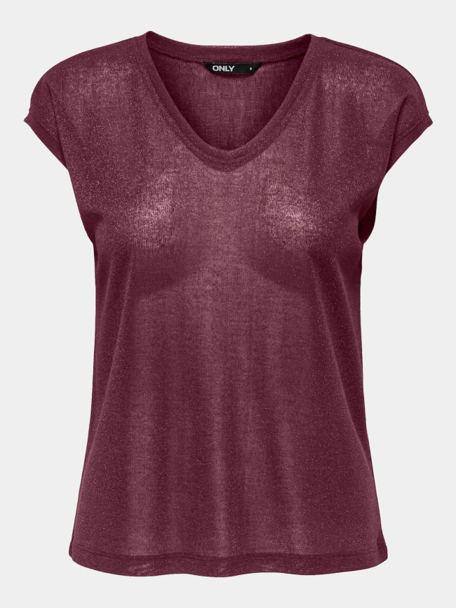 T-shirt à paillettes silvery bordeaux femme - Only