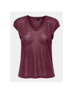 T-shirt à paillettes silvery bordeaux femme - Only