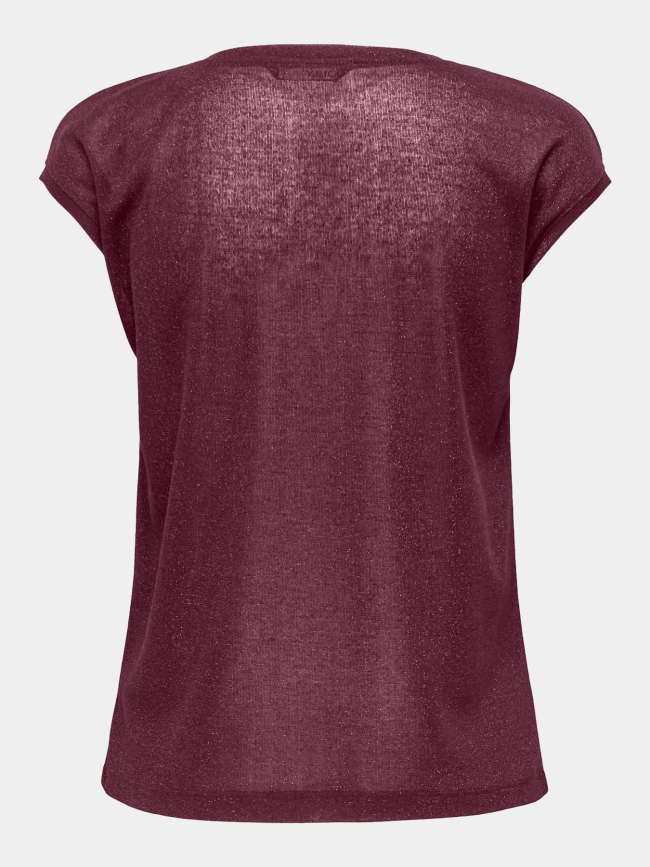 T-shirt à paillettes silvery bordeaux femme - Only