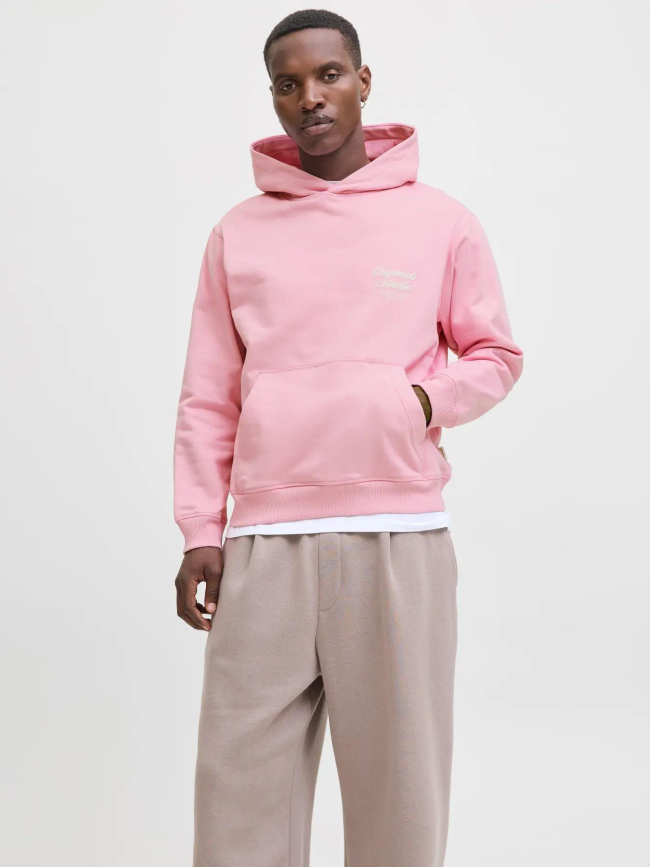 Sweat à capuche jornorrebro typo rose homme - Jack & Jones