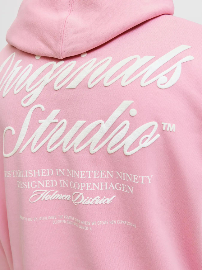 Sweat à capuche jornorrebro typo rose homme - Jack & Jones