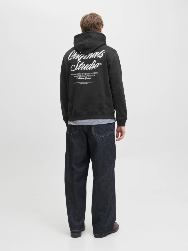 Sweat à capuche jornorrebro typo noir homme - Jack & Jones