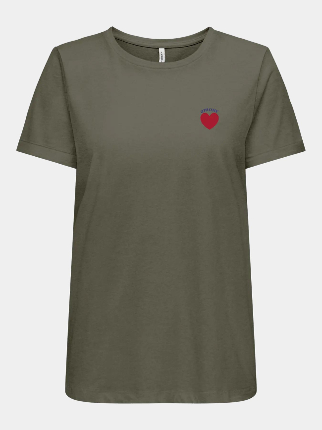 T-shirt alli frenchie kaki femme - Only