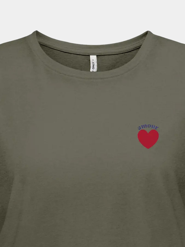 T-shirt alli frenchie kaki femme - Only