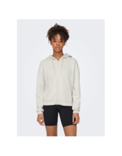 Sweat à capuche zippé onplounge life beige femme - Only