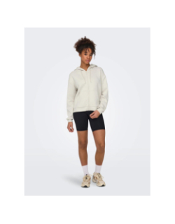Sweat à capuche zippé onplounge life beige femme - Only