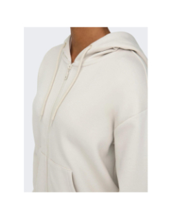Sweat à capuche zippé onplounge life beige femme - Only