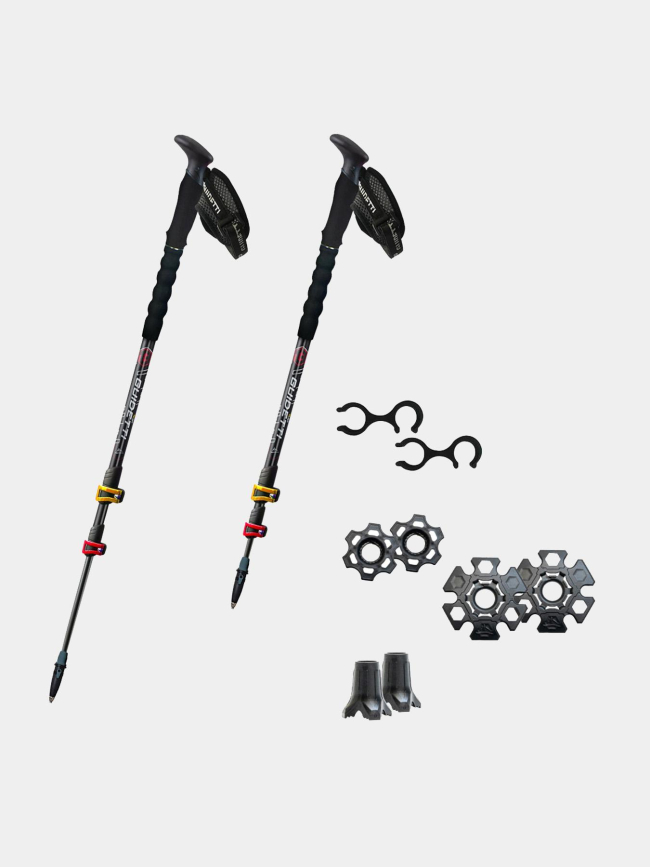 Paire de bâtons de randonnée t3 light alu mk2 grenat noir - Guidetti