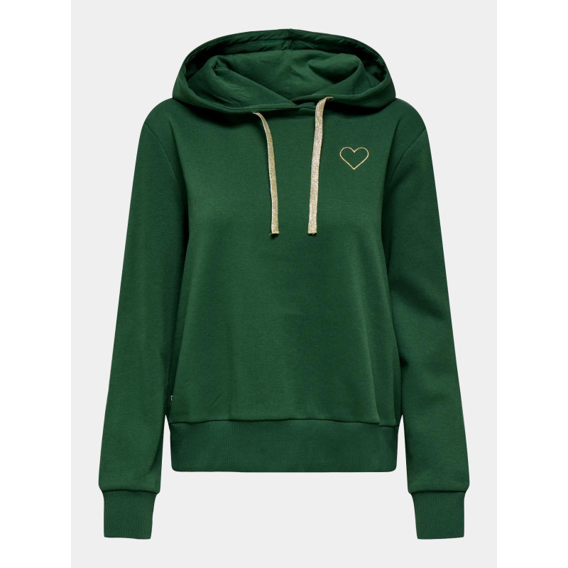 Sweat à capuche cœur noli vert femme - Only